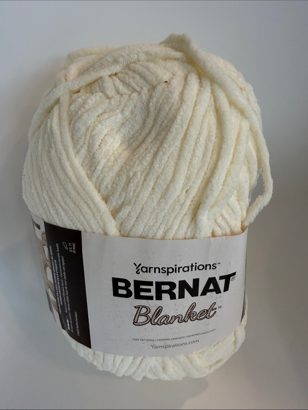 Bernat Blanket Yarn - Cream Plush Chenille
